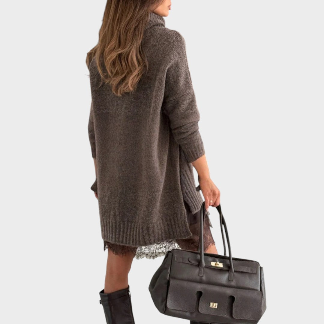 Bonnie – Oversized Strick- und Spitzenkleid-Set