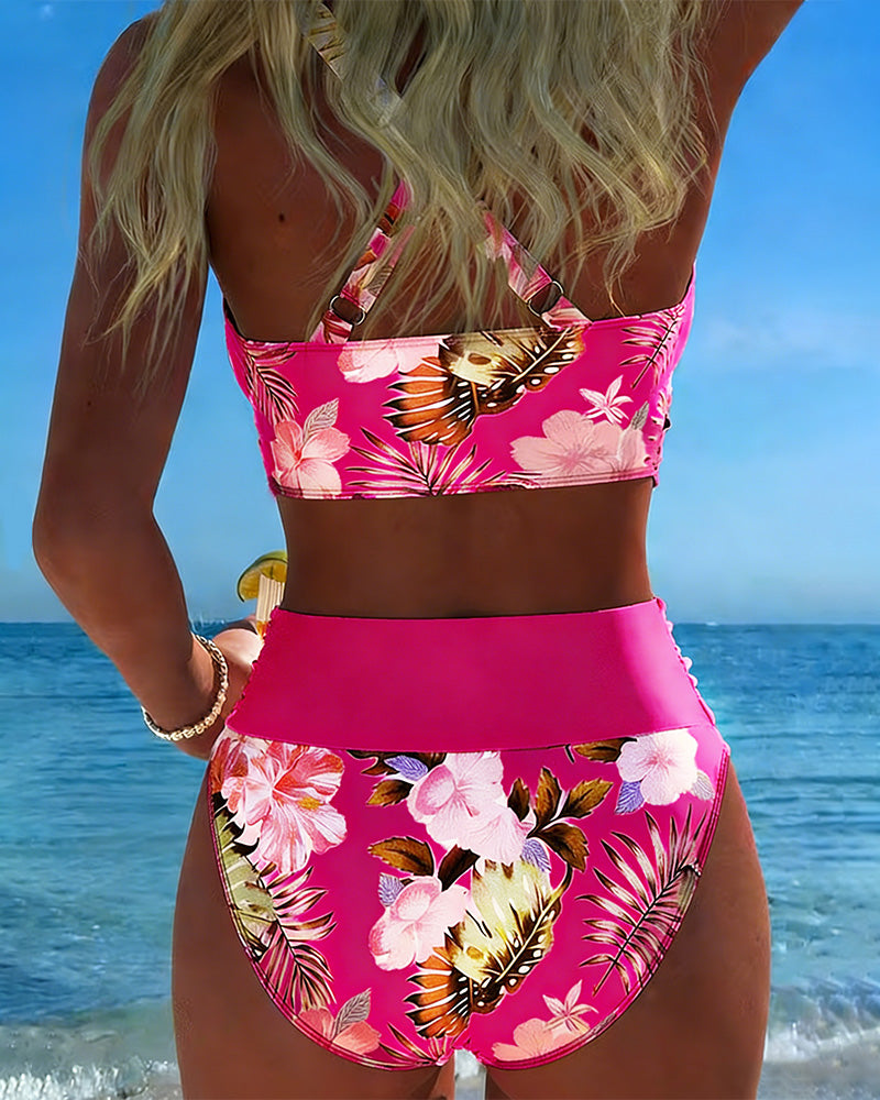 Jolina | Floral Contrast Split Bikini