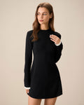 Black Long Sleeve Mini Dress with Contrasting Details