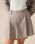 Khaki Pleated Mini Skirt with Pockets