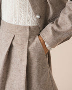 Khaki Pleated Mini Skirt with Pockets