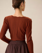 Women's Slim Fit Brown Round Neck Sweater