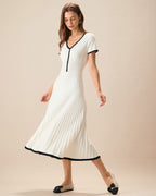 Women's Midi Dress with White Contrast Sweater Design
