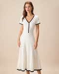 Women's Midi Dress with White Contrast Sweater Design