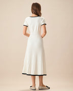 Women's Midi Dress with White Contrast Sweater Design
