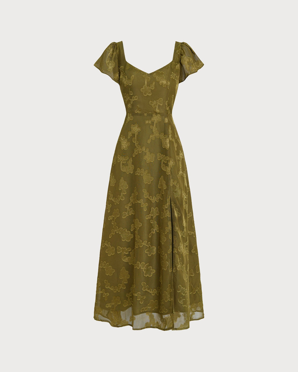 Emerald Sweetheart Neck Jacquard Maxi Gown