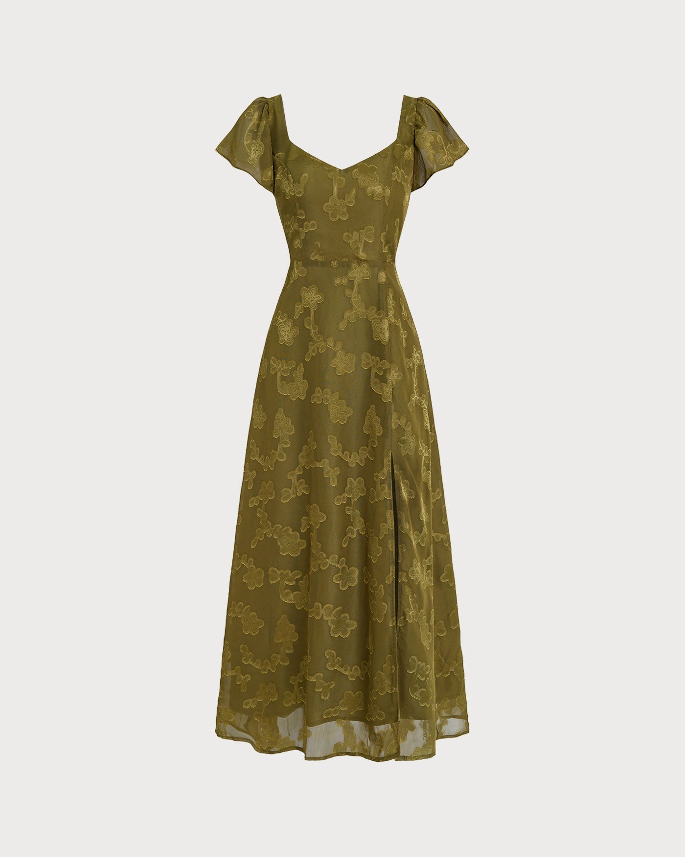 Emerald Sweetheart Neck Jacquard Maxi Gown