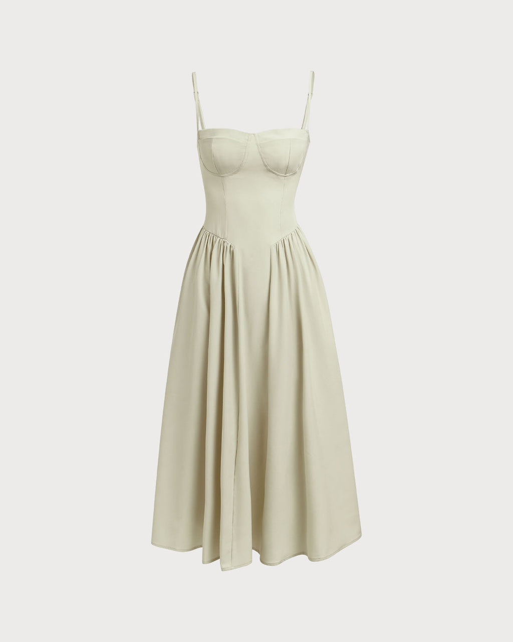 Green Square Neck Midi Dress with Pockets