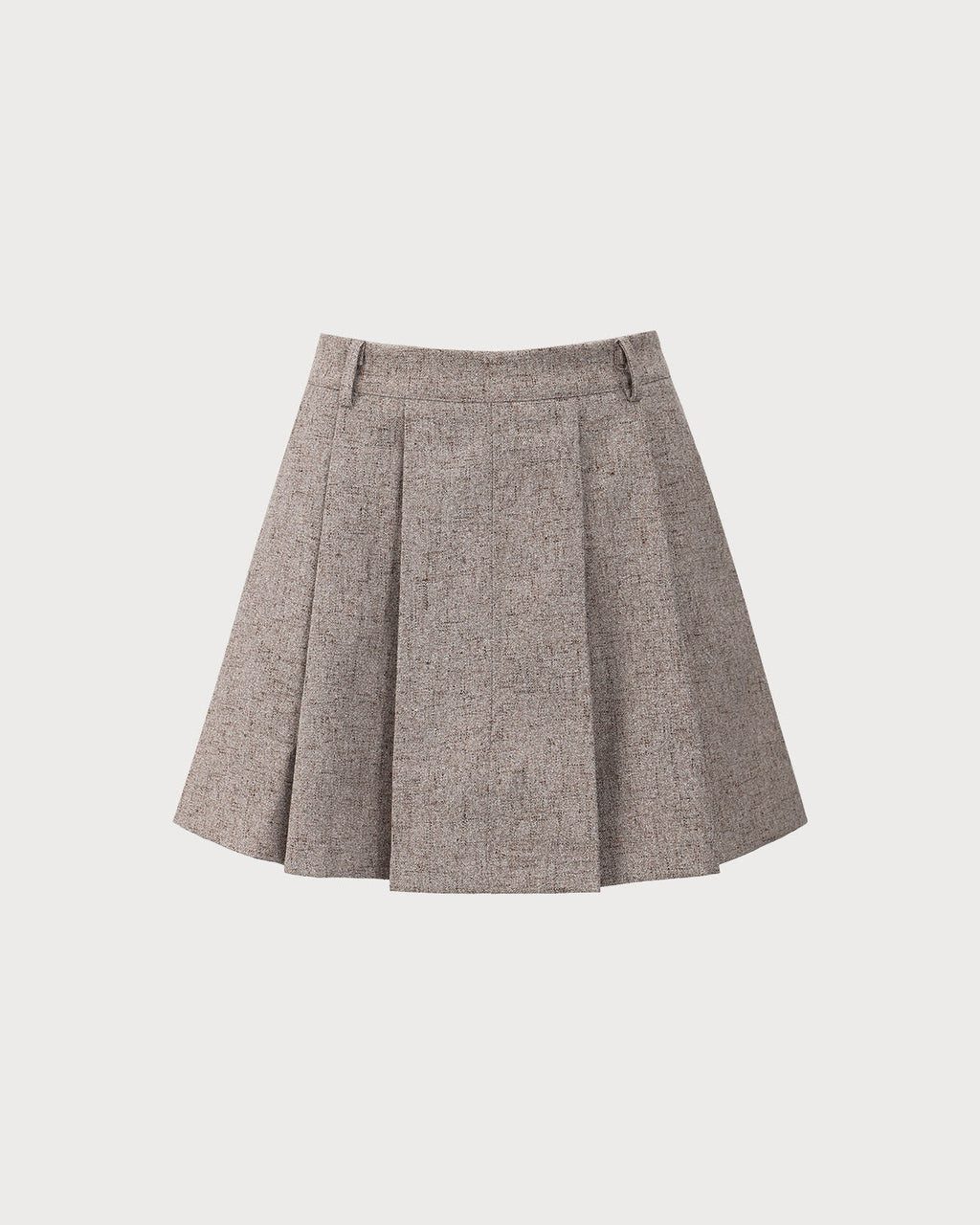 Khaki Pleated Mini Skirt with Pockets