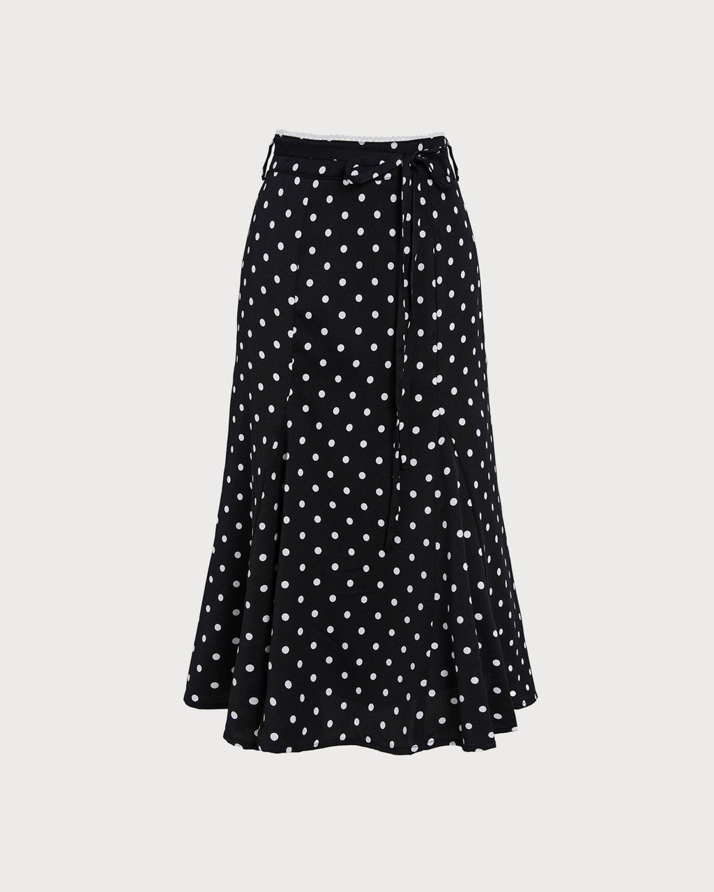 Polka Dot Mermaid Midi Skirt in Black