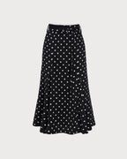 Polka Dot Mermaid Midi Skirt in Black