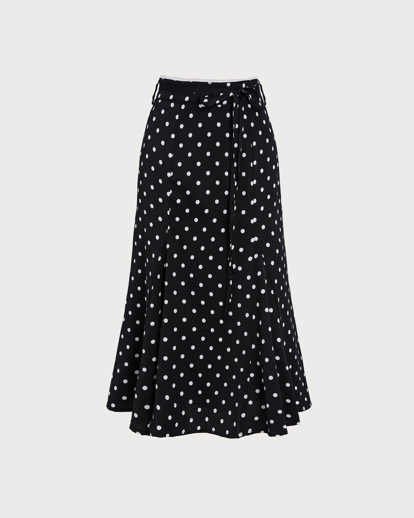 Polka Dot Mermaid Midi Skirt in Black
