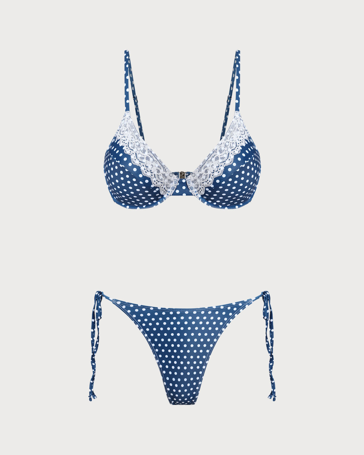 Blue Polka Dot Underwire Bikini Ensemble