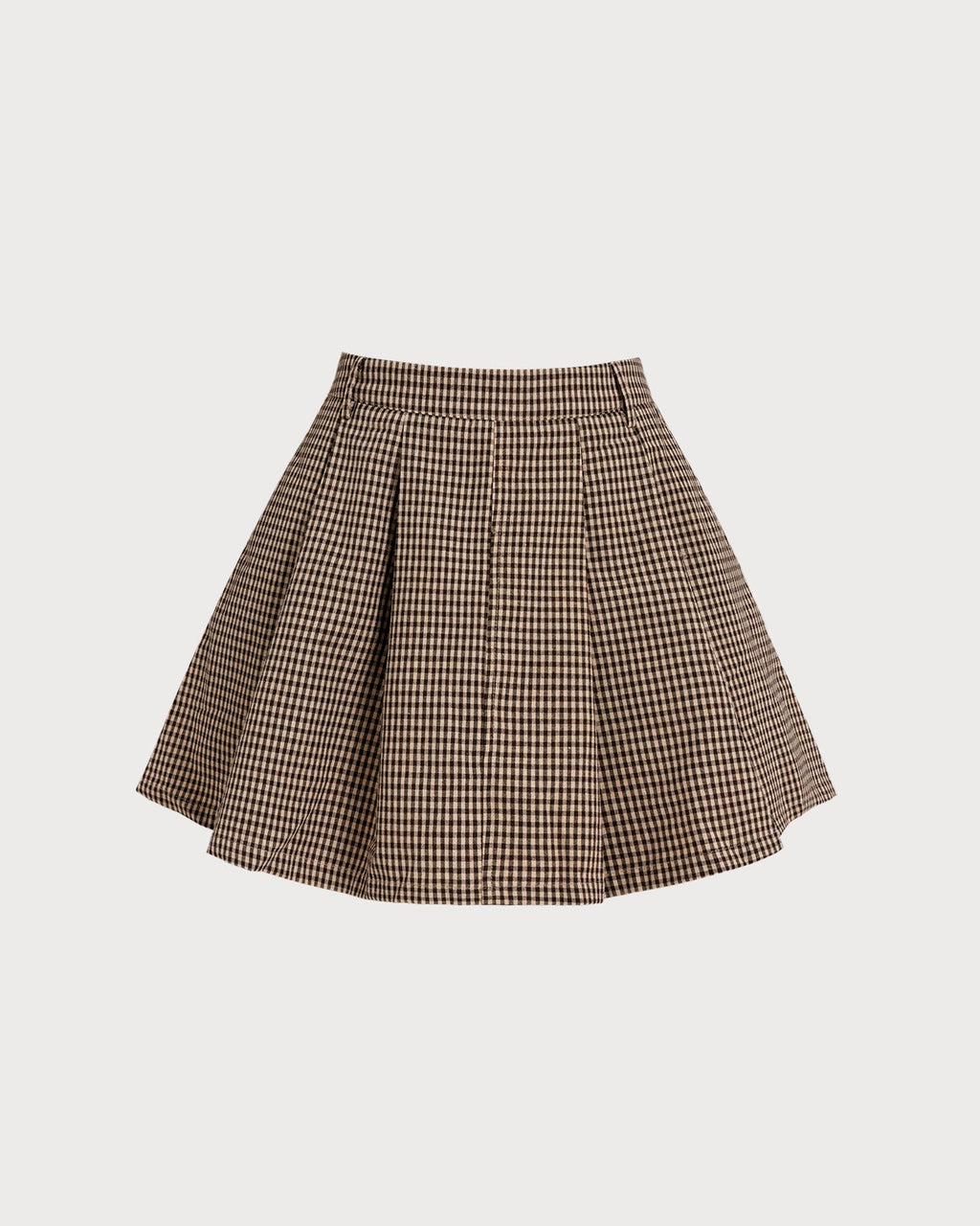 Ruched Brown Plaid Skirt