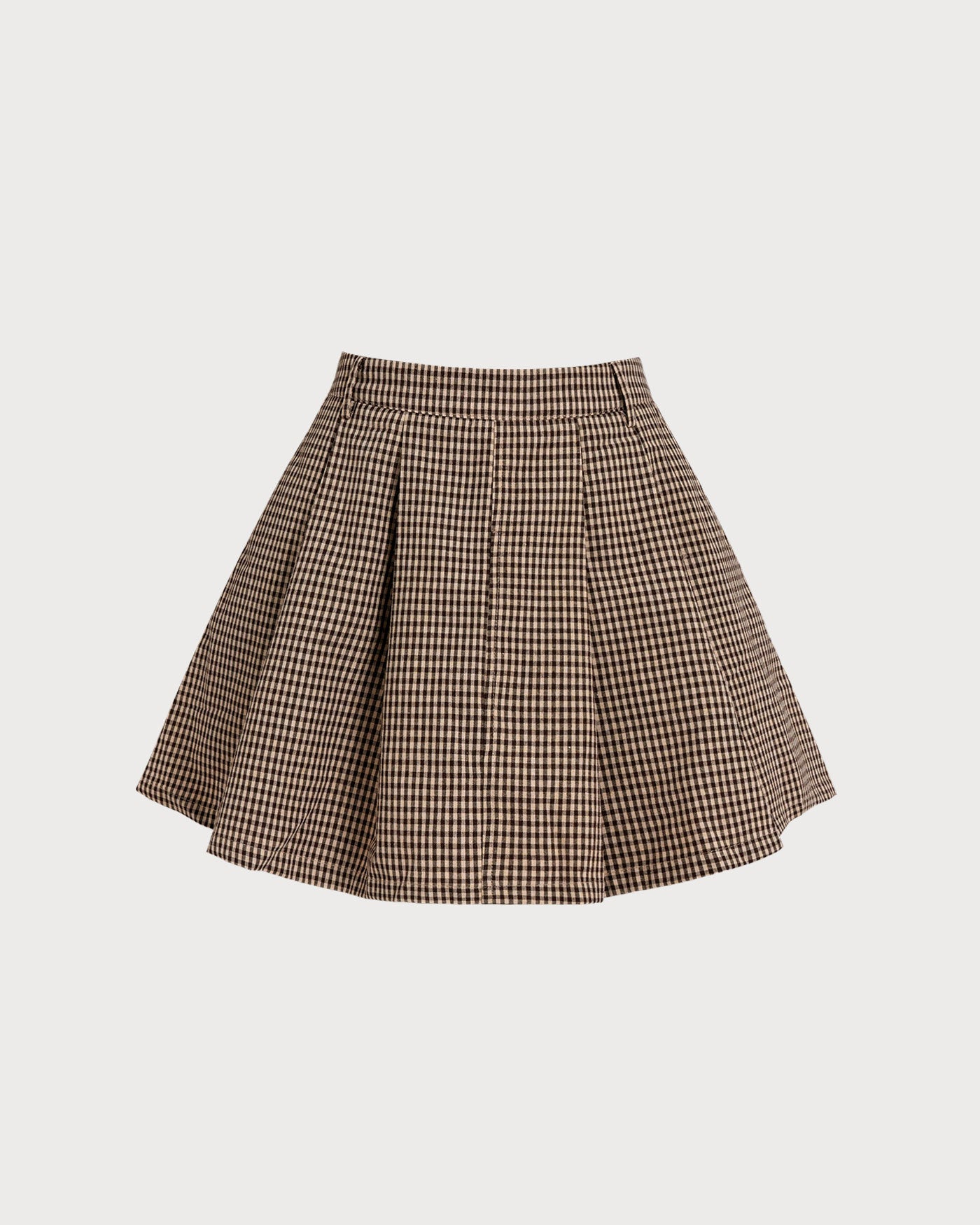 Ruched Brown Plaid Skirt