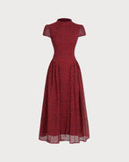 Floral Maxi Dress with Red Cap Sleeves