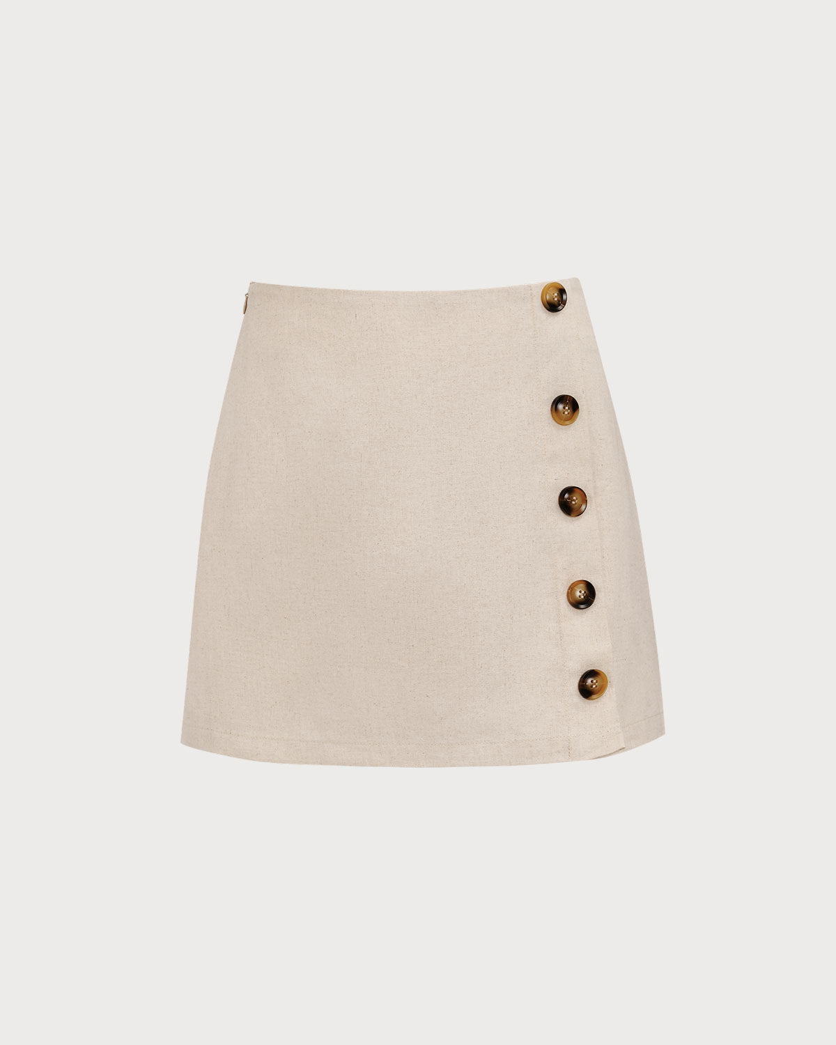 Beige High-Waisted Cotton Mini Skirt for Women