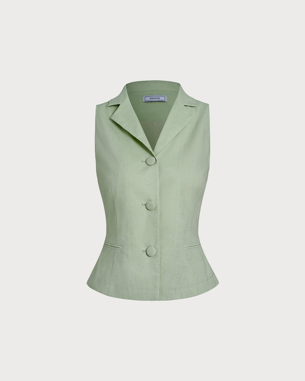 Single Breasted Green Collar Vest