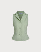 Single Breasted Green Collar Vest