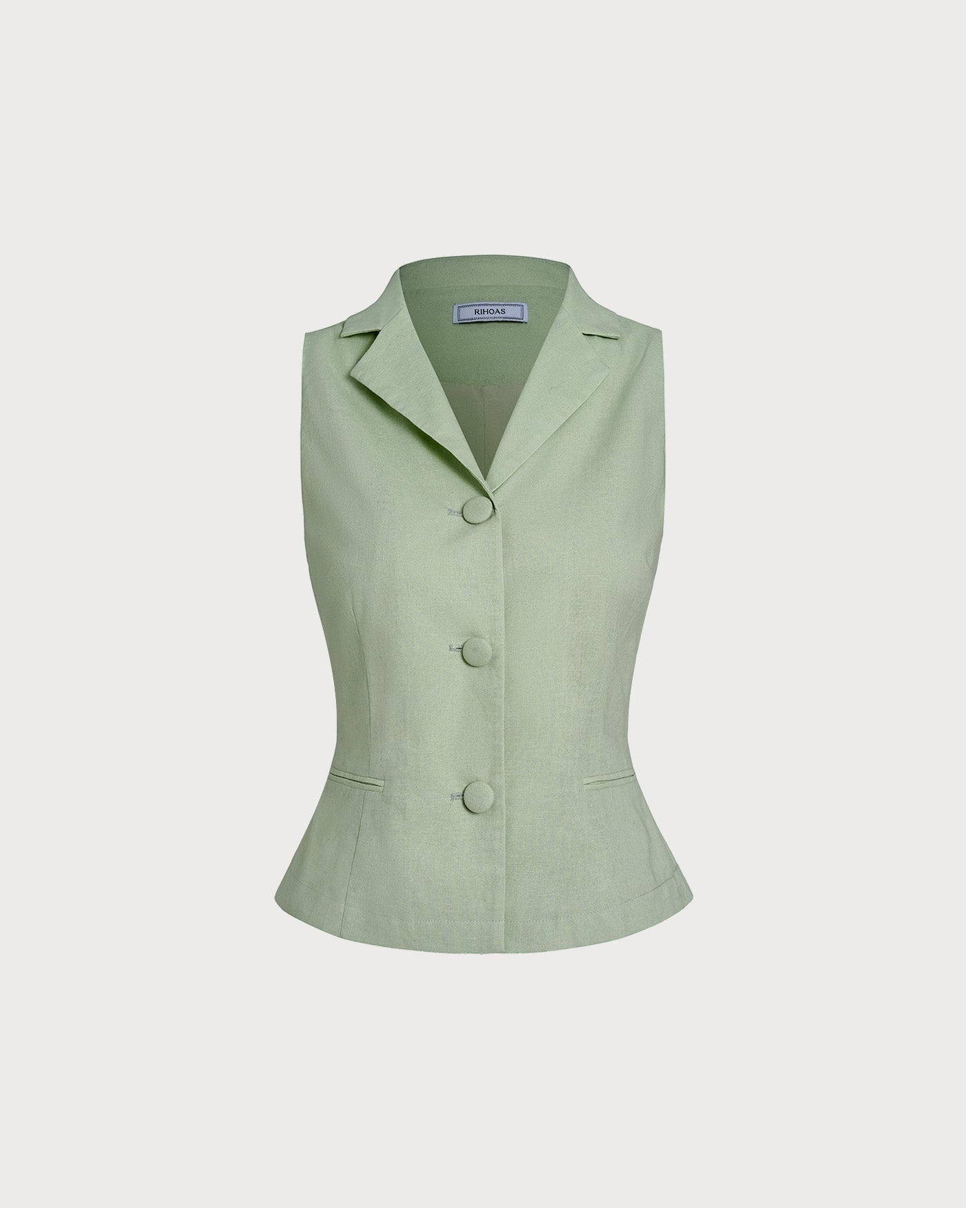Single Breasted Green Collar Vest