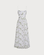 White Floral Maxi Dress with Slip Design