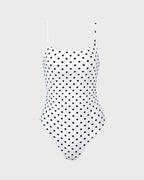 Backless One-Piece Swimsuit with White Polka Dots