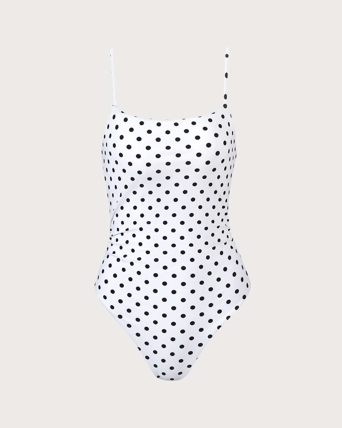Backless One-Piece Swimsuit with White Polka Dots