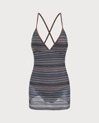 Backless Striped One-Piece Swimsuit