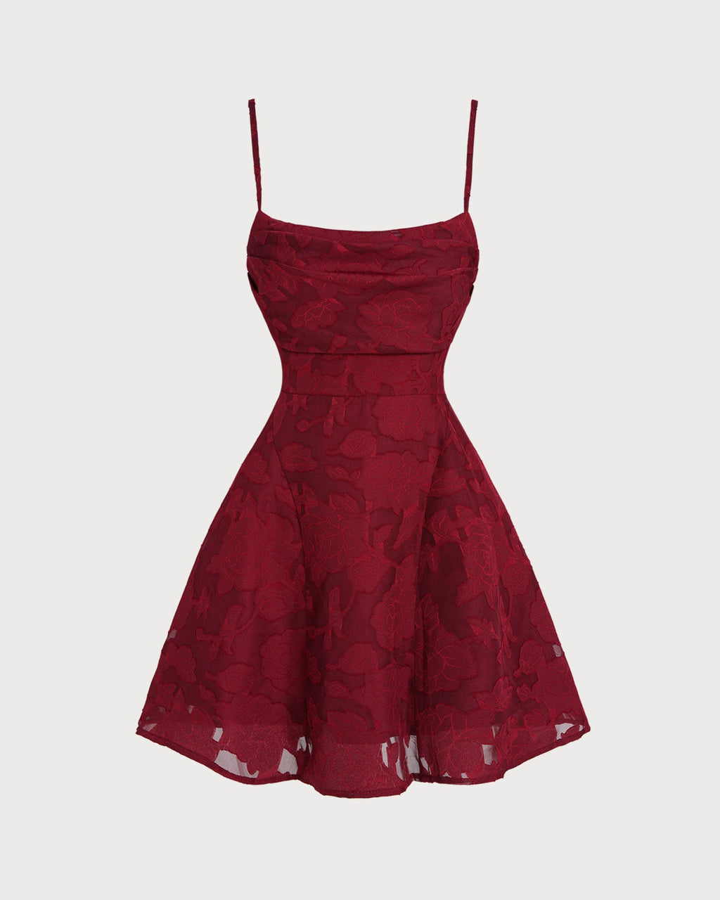 Backless Mini Dress in Wine Red with Floral Design