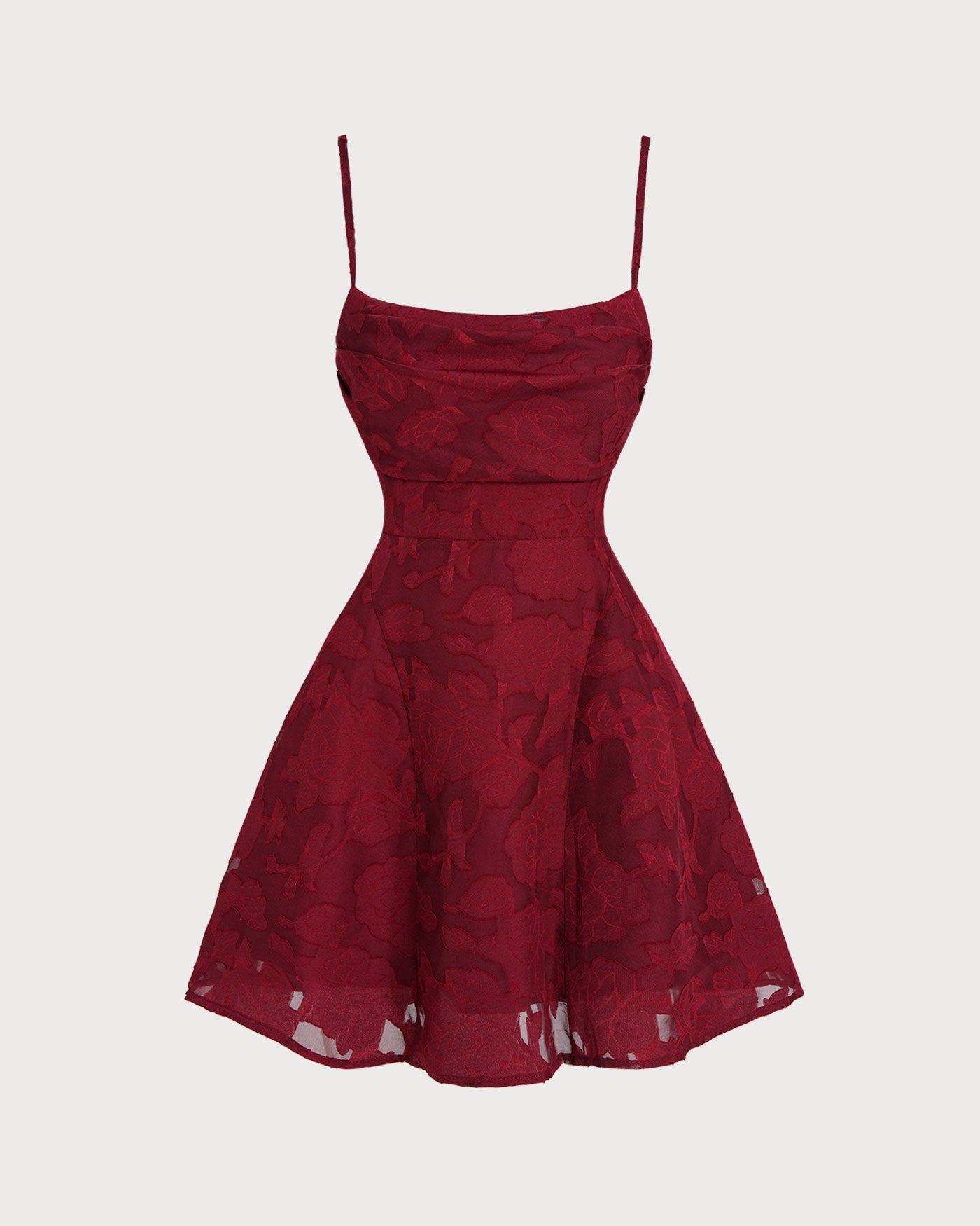 Backless Mini Dress in Wine Red with Floral Design