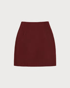 Wine Red Natural Waist A-Line Mini Skirt