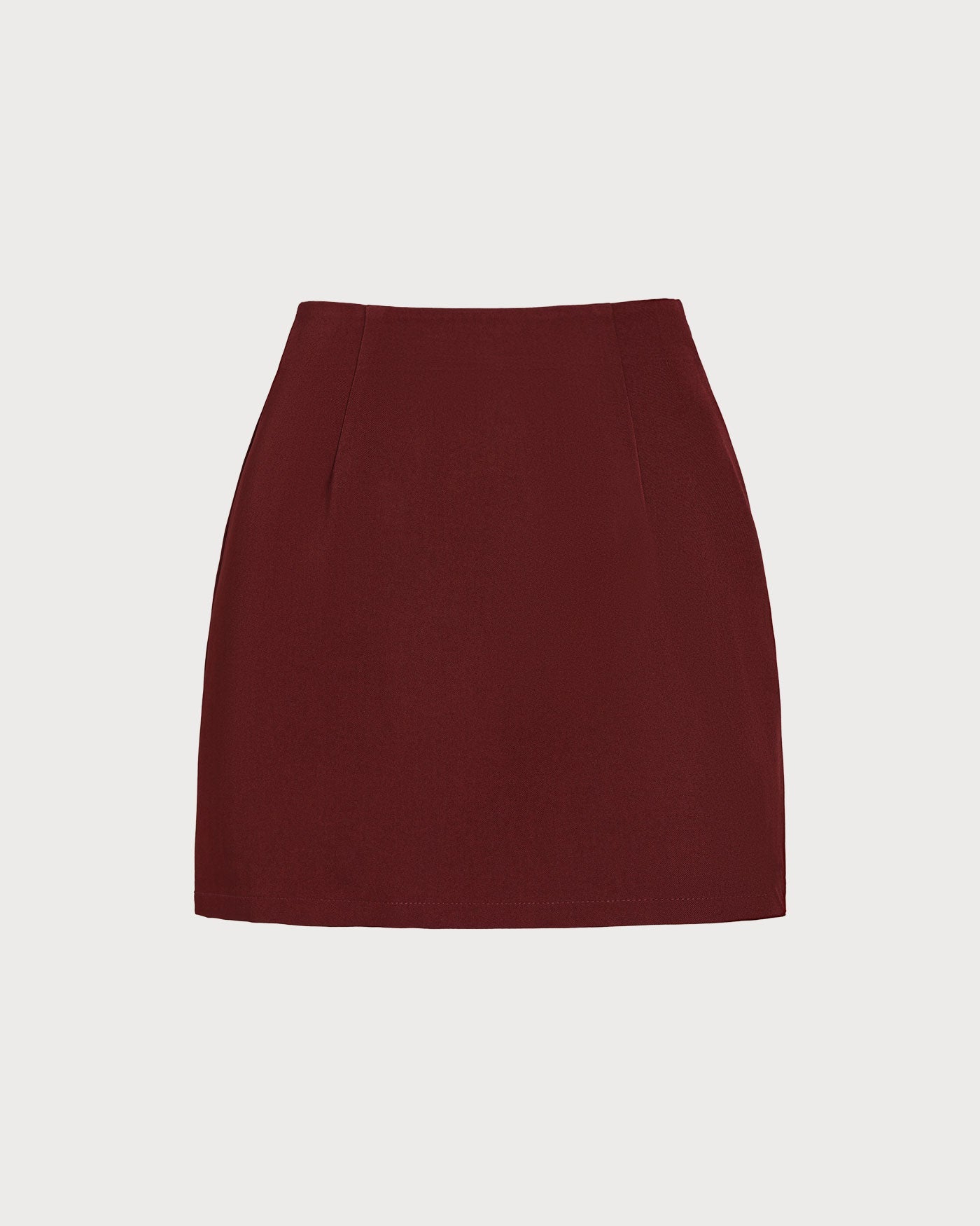 Wine Red Natural Waist A-Line Mini Skirt