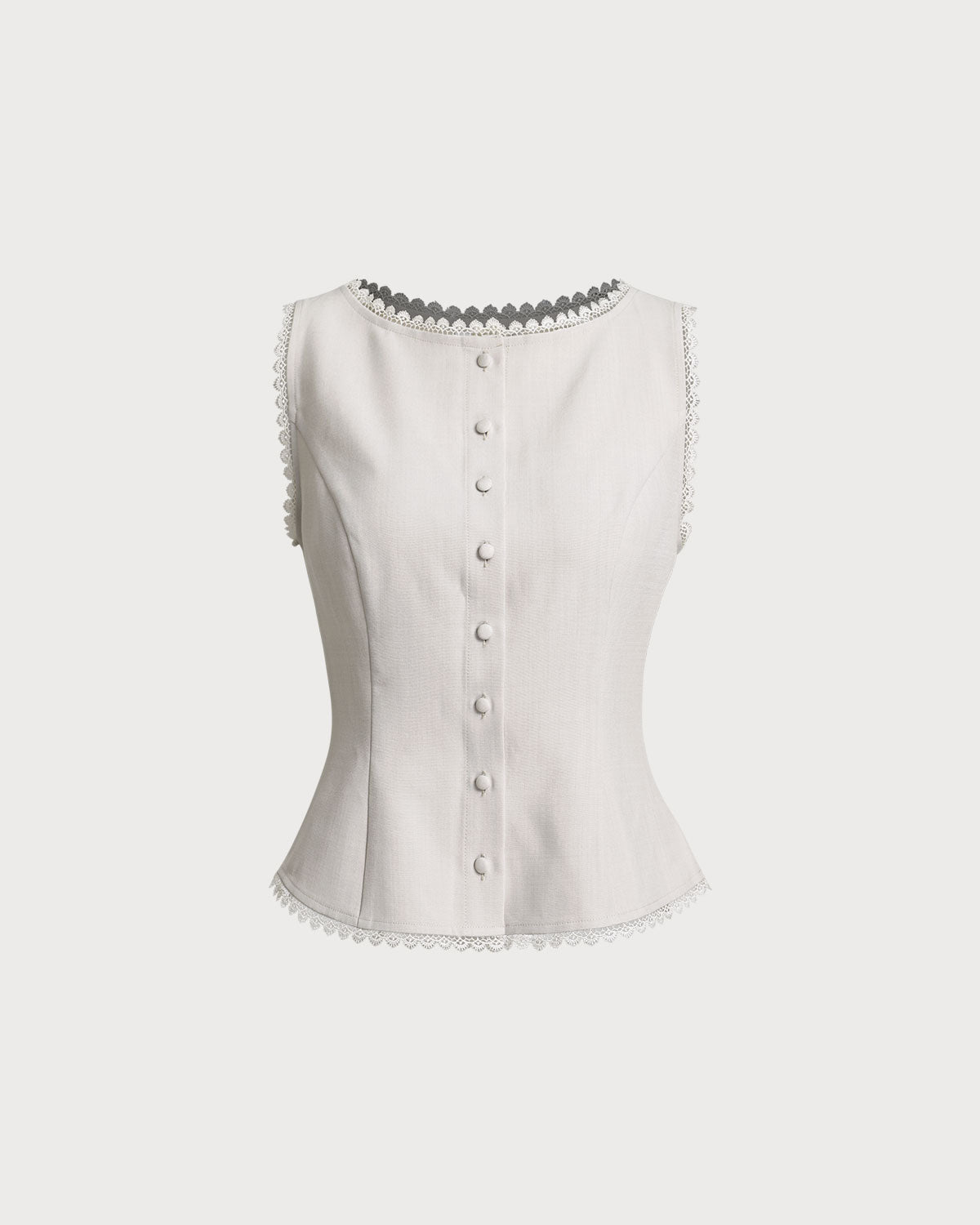 Apricot Button-Up Boat Neck Vest