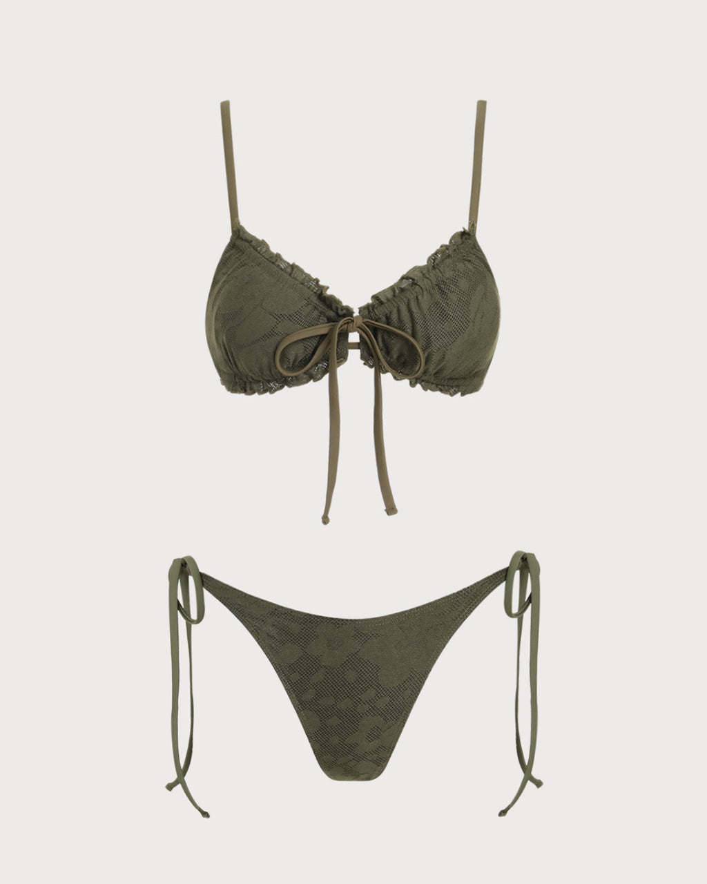 Olive Green Jacquard Bikini Set
