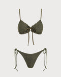 Olive Green Jacquard Bikini Set