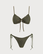 Olive Green Jacquard Bikini Set