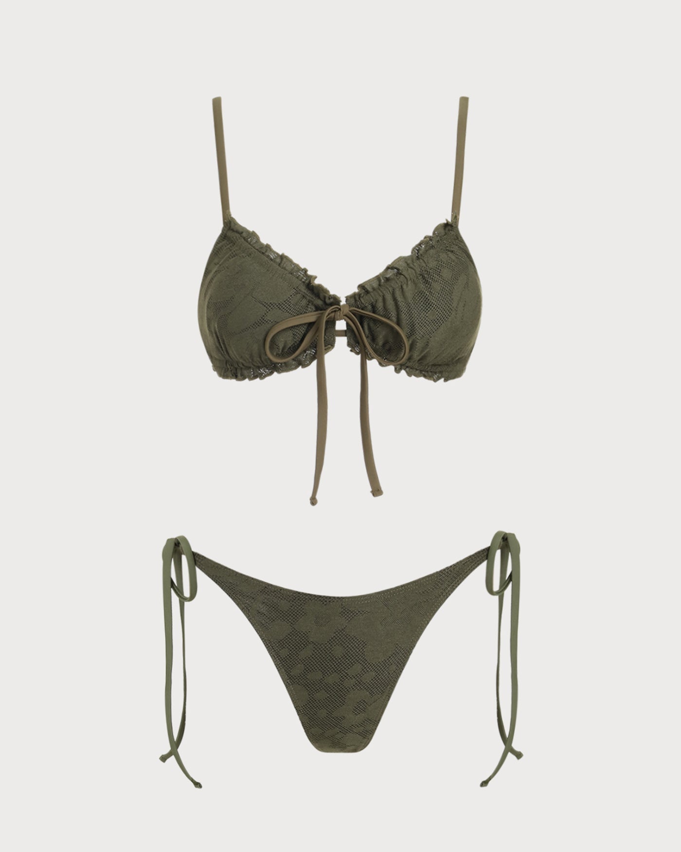 Olive Green Jacquard Bikini Set
