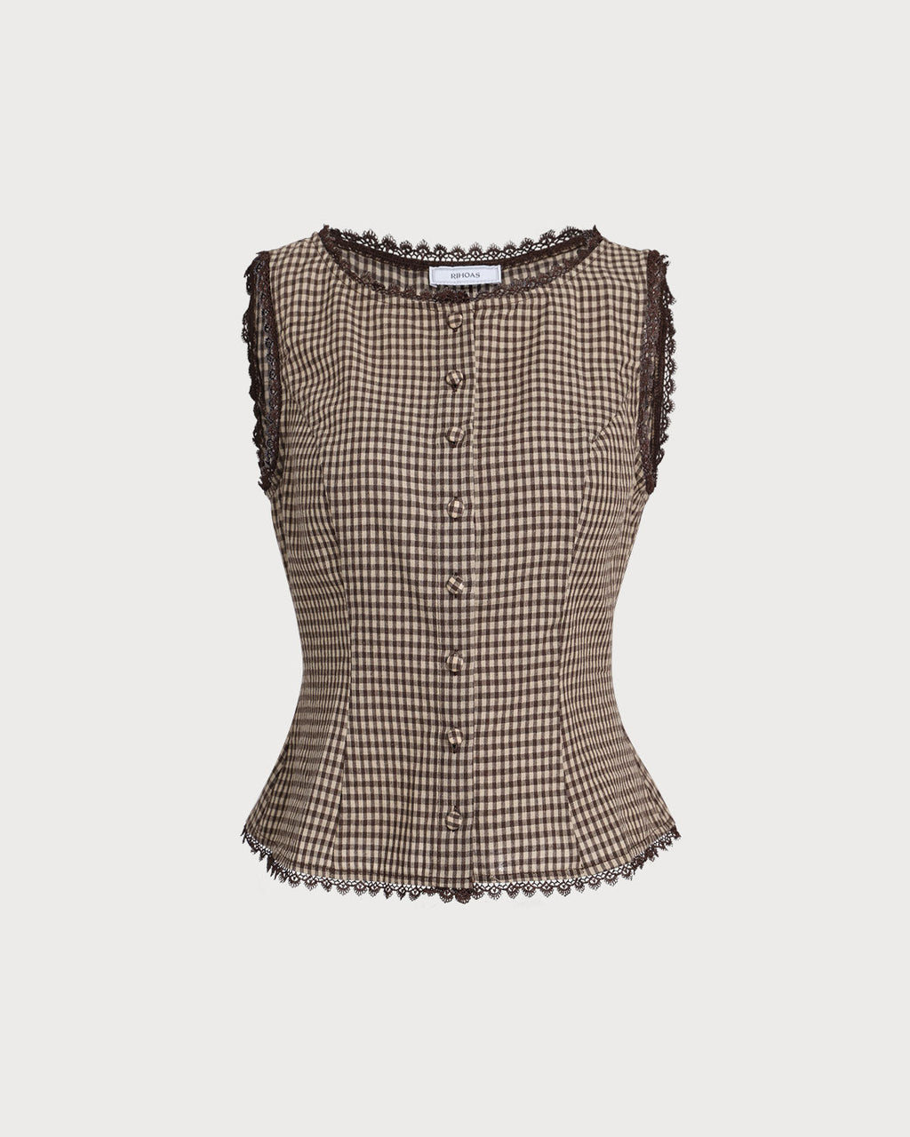 Single-Breasted Brown Plaid Vest