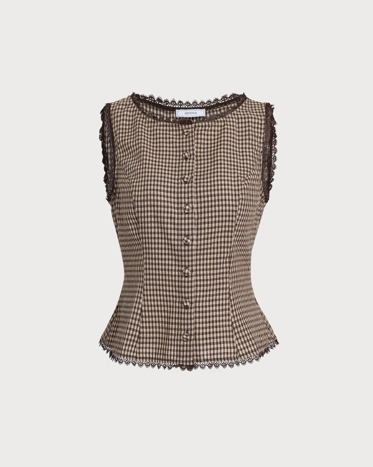 Single-Breasted Brown Plaid Vest