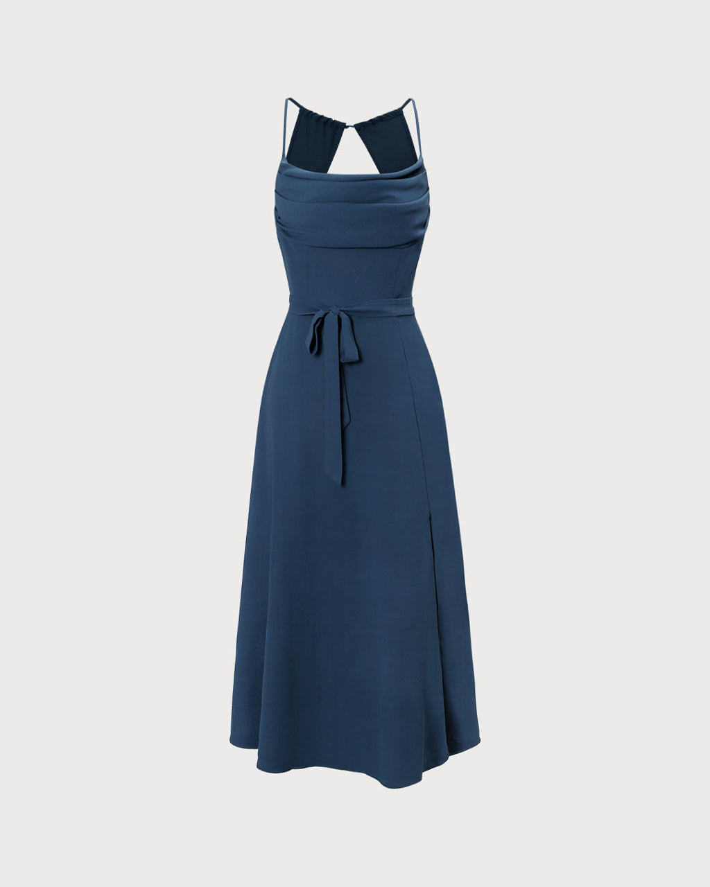 Navy Cutout Back Maxi Dress with Cowl Neck