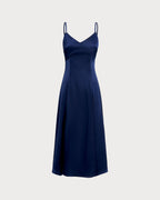 Navy A-Line Maxi Slip Dress