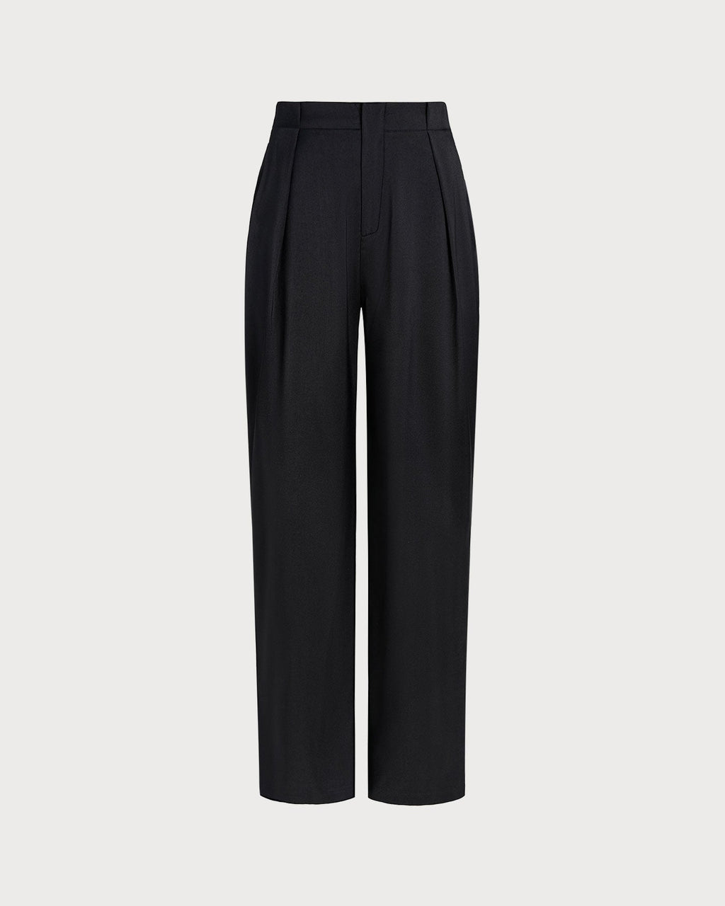 Straight-Leg Black Natural High-Waist Trousers