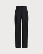 Straight-Leg Black Natural High-Waist Trousers