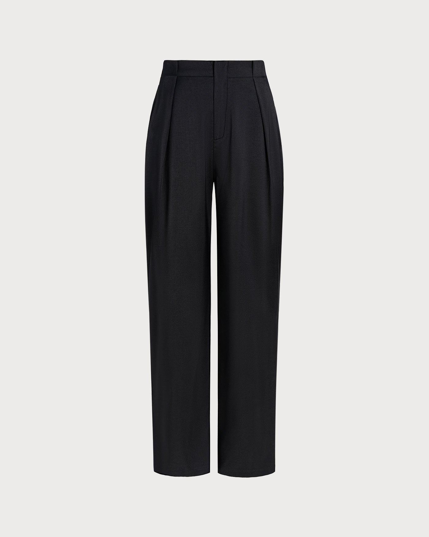 Straight-Leg Black Natural High-Waist Trousers