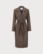 Belted Double-Breasted Coat in Coffee