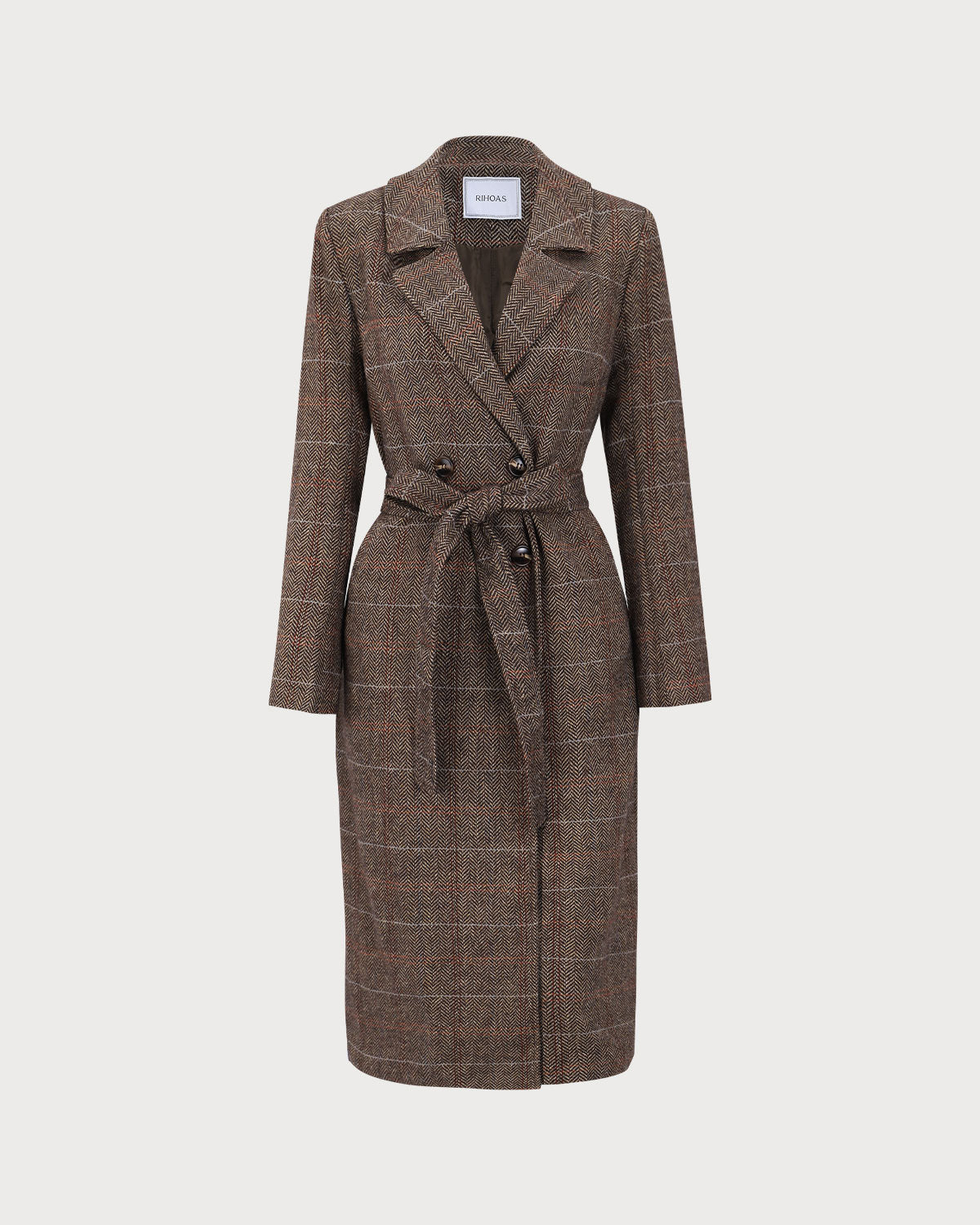 Belted Double-Breasted Coat in Coffee