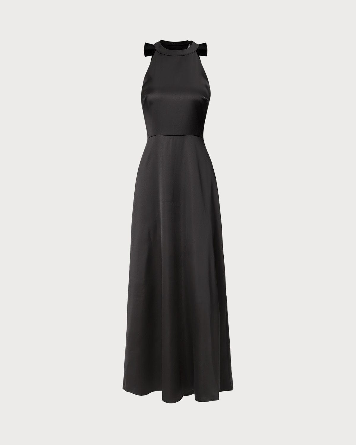 Black Halter Neck Maxi Dress with Bowknot Cutout
