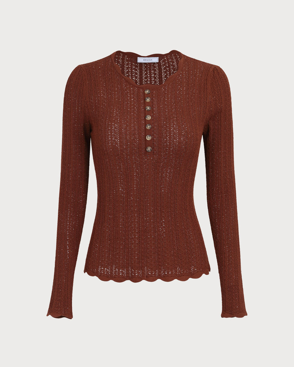 Women's Slim Fit Brown Round Neck Sweater