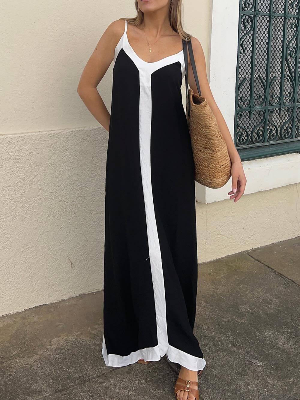 Nancy | Inselstil Lavechic Colorblock Midi-Kleid Look