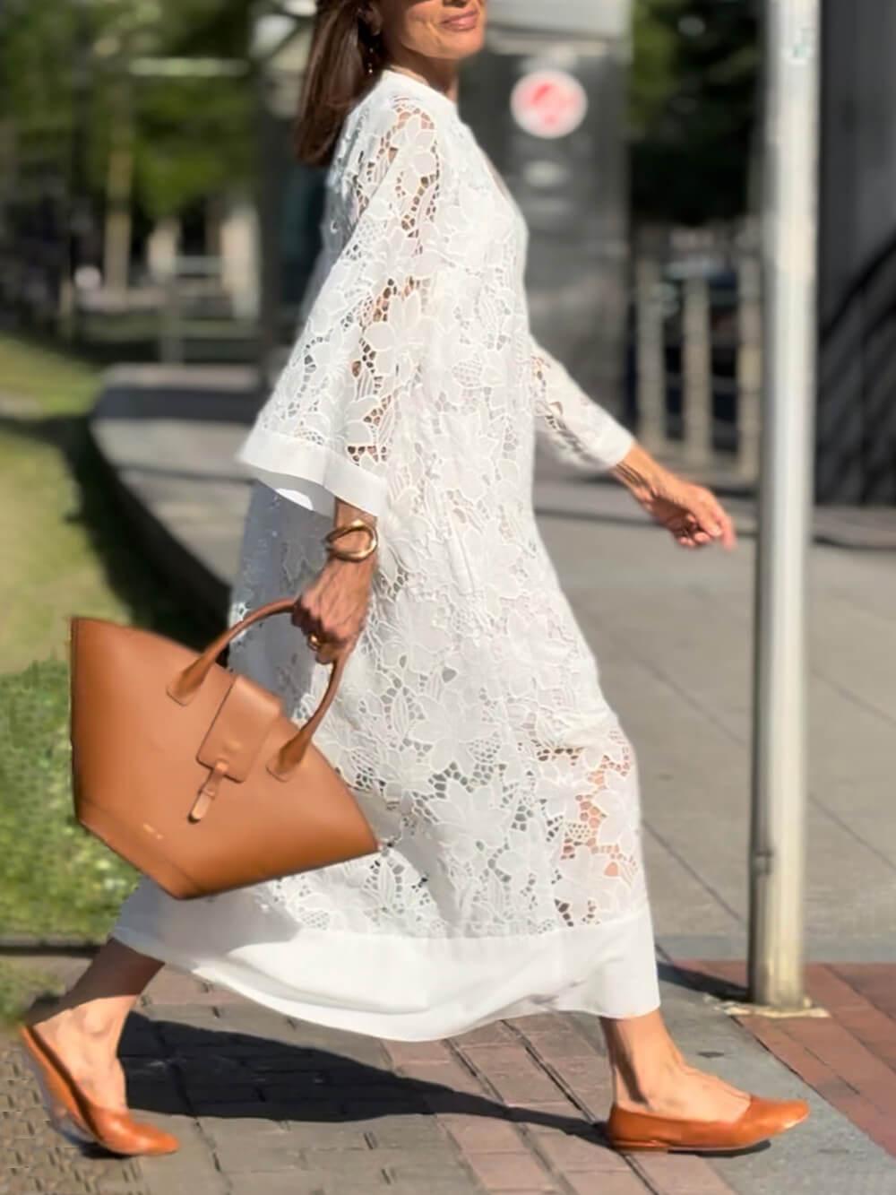 Willow | Strand Glam Blumen V-Ausschnitt Midi Kleid